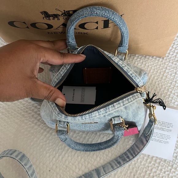 Coach Light Blue Denim MINI Satchel with Pink Tag - Picture 2 of 3